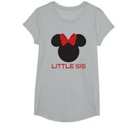Disney Minnie Mouse Red Bow Icon Little Sis Sister Family T-Shirt, Mädchen, Grau Meliert, XS