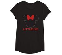 Disney Minnie Mouse Red Bow Icon Little Sis Sister Family T-Shirt, Mädchen, Schwarz, XS