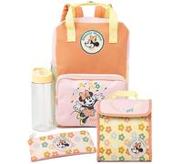 Disney Minnie Mouse Rucksack-Set | Mädchen 4-teiliges Schulranzen-Set | Inklusive rosa Schulranzen, Lunch-Tasche, Federmäppchen, Trinkflasche | Magischer Merchandise | Koordinierte Accessoires