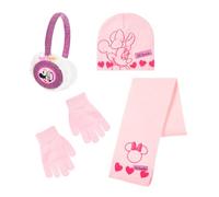 Disney Minnie Mouse Schal, Handschuhe und Ohrenschützer für Mädchen, Winterhut für Kinder mit Glitzerndem Design, Geschenk für Mädchen | Rosa