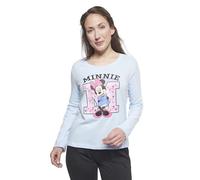 Disney Minnie Mouse Schlafanzug für Damen - Pyjama Set Langarm Oberteil mit Hose Blau/Schwarz (DE/NL/SE/PL, Alphanumerisch, S, Regular, Regular, Blau/Schwarz)