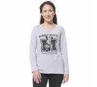 Disney Minnie Mouse Schlafanzug für Damen - Pyjama Set Langarm Oberteil mit Hose Grau/Schwarz (DE/NL/SE/PL, Alphanumerisch, M, Regular, Regular, Grau/Schwarz)