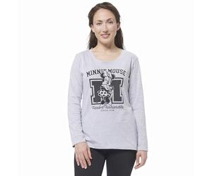 Disney Minnie Mouse Schlafanzug für Damen - Pyjama Set Langarm Oberteil mit Hose Grau/Schwarz (DE/NL/SE/PL, Alphanumerisch, M, Regular, Regular, Grau/Schwarz)