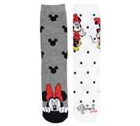 Disney Minnie Mouse Socken für Damen - Frauen Sneaker Strümpfe Grau/Weiß (2er Pack) (DE/NL/SE/PL, Numerisch, 35, 38, Regular, Regular, Grau/Weiß)