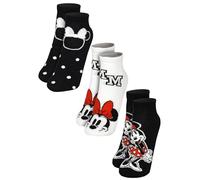 Disney Minnie Mouse Socken für Damen - Frauen Sneaker Strümpfe Schwarz/Weiß (3er Pack) (DE/NL/SE/PL, Numerisch, 39, 42, Regular, Regular)