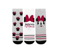 Disney Minnie Mouse Socken für Damen - Sneaker Frauen Strümpfe Grau/Weiß (3er Pack)