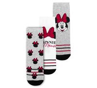 Disney Minnie Mouse Socken für Damen - Sneaker Frauen Strümpfe Grau/Weiß (3er Pack) (DE/NL/SE/PL, Numerisch, 35, 38, Regular, Regular, Grau/Weiß)