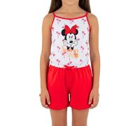 Disney Minnie Mouse Spielanzug für Mädchen, Pyjama aus Weicher Baumwolle, 1 Teiliges Sommerset 'Summer Time' Minnie Mouse, Größe 8 Jahre | Rot