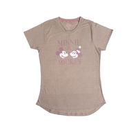 Disney Minnie Mouse T-Shirt für Damen - Minnie & Mickey Oberteil Frauen Shirt Top Braun (DE/NL/SE/PL, Alphanumerisch, L, Regular, Regular, Braun)