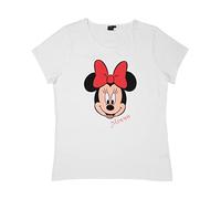 Disney Minnie Mouse T-Shirt für Damen Oberteil Frauen Shirt Top Weiß (as3, Alpha, l, Regular, Regular, L)