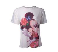 Disney Minnie Mouse T Shirt Portrait offiziell Damen Skinny Fit Weiß sub dye