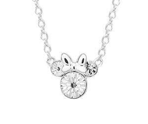 Disney Minnie Mouse versilberte Halskette mit Geburtsstein aus Messing für Damen, 40+5 cm (April)