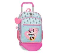 Disney Minnie My happy place Schulrucksack mit blauem Trolley 30x38x12 cm Polyester 13,68L
