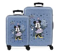 Disney Minnie Style Blue Koffer Set 55/68 cm starres ABS seitliches Zahlenschloss 104L 6 kg 4 Doppelrollen Handgepäck