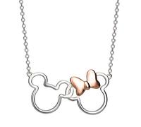 Disney Minnie und Mickey Silber & Roségold plattierte Halskette NF00287TL-18
