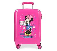 Disney Minnie Wild Flower Kabinentasche, Rosa, 38 x 55 x 20 cm, starrer ABS-Kombinationsverschluss seitlich, 34 2 kg, 4 Doppelrollen Handgepäckträger