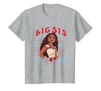 Disney Moana 2 Big Sis Oceania Floral Princess T-Shirt, Kinder, Grau Meliert, 116