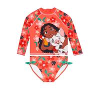 Disney Moana Badeanzug Mädchen, Bezaubernder Schwimmanzug Mädchen, Schwimmanzug Kinder 2-Teilig Mit Langarm Und Bögen, Orange 104