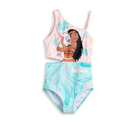 Disney Moana Mädchen-Badeanzug, Rosa und Türkis, einteilig | Beste Freunde Badebekleidung mit floralem Wellendesign | Ärmellose asymmetrische Strandmode - 8-9 Jahre