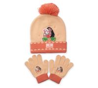 Disney Moana Mädchen Mütze & Handschuhe Set - Gestrickte Bommelmütze & Handschuhe, 100% Acryl, Winter Warm Kinder Kaltes Wetter Zubehör Set