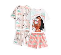 Disney Moana Mädchen Pyjama-Set | Weißer und korallfarbener Kurzarm-Pyjama mit kurzem Bein | Mehrpack mit 2 Schlafbekleidung | Pua-Charakterdruck | Loungewear für Kinder Merch - 6-7 Jahre