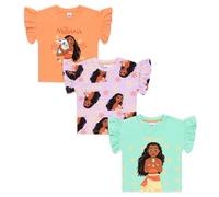 Disney Moana T-Shirts für Mädchen | Moana Top Multipack 3er Pack | 100% Baumwolle | Kurzarm Alter 2-12 Jahre, mehrfarbig, 5-6 Jahre