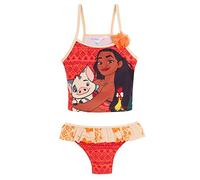 Disney Moana Tankini für Mädchen, zweiteilig, Deluxe-Bademode, Badeanzug, Pool, Strand, Badeanzug, Orange, 5-6 Jahre