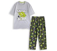Disney Monsters Inc. Mike Wazowski Snore & Roar Grafik-T-Shirt | Graues Kurzarm-T-Shirt mit Charakter-Print | Humorvolle Nachtwäsche und Lounge-Bekleidung | Klassisches Cartoon-Top für Herren