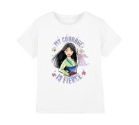 Disney Mulan My Courage is Fierce Kinder T-Shirt, Weiß, 9-11 J