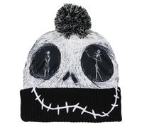 Disney Nightmare Before Christmas Beanie Jack Skellington Sublimated Face Pom Knit Beanie Hat Cap Black, Schwarz, Einheitsgröße