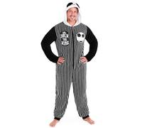 Disney Nightmare Before Christmas Herren Lang Onesie Pyjama, Geschenke für ihn (Schwarz/Weiß, M)