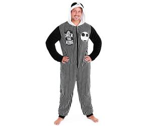 Disney Nightmare Before Christmas Herren Lang Onesie Pyjama, Geschenke für ihn (Schwarz/Weiß, XL)