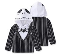 Disney Nightmare Before Christmas Jack Skellington Jungen Langarm Kapuzenshirt für große Kinder, Schwarz, 12