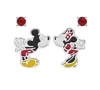 Disney Ohrstecker Micky Maus und Minnie Maus, Sterlingsilber 925, Hypoallergen, Zirkonia, Mismatch-Design, Fertig zum Verschenken, Offizieller Disney Schmuck