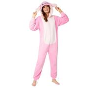 Disney Onesie Damen - Stitch Einteiler Pyjama - Eeyore, Minnie, Maleficent Schlafanzug Onesie - Größen von S-XXL (Rosa Angel, M)