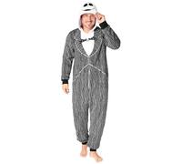 Disney Onesie Damen - Stitch Einteiler Pyjama - Eeyore, Minnie, Maleficent Schlafanzug Onesie - Größen von S-XXL (Schwarz Jack Skellington, S)