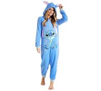 Disney Onesie Damen - Stitch Einteiler Pyjama - Eeyore, Minnie, Maleficent Schlafanzug Onesie - Größen von S-XXL (Blau Stitch, XL)