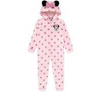 Disney Onesie Mädchen, Minnie Maus Schlafoverall Kinder Mit 3D Ohren Und Schleife, Fleece Overall Kinder, Schlafoverall Mädchen, Rosa 128