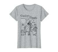 Disney Peter Pan Captain Hook And Mr. Smee Outline Sketch T-Shirt, Damen, Grau Meliert, M