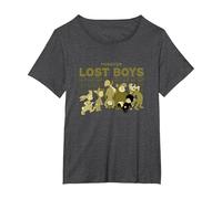 Disney Peter Pan Forever Lost Boys T-Shirt, Damen Große Größen, Anthrazit Meliert, 5X
