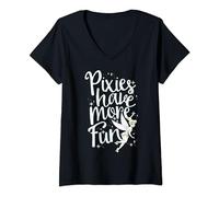 Disney Peter Pan Tinkerbell Pixies Have More Fun T-Shirt mit V-Ausschnitt
