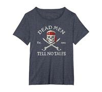 Disney Pirates of the Caribbean Dead Men Tell No Tales T-Shirt, Damen Große Größen, Blau Meliert, 2X