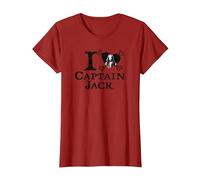 Disney Pirates of the Caribbean I Heart Captain Jack T-Shirt, Damen, Cranberry, 3XL