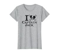 Disney Pirates of the Caribbean I Heart Captain Jack T-Shirt, Damen, Grau Meliert, XXL