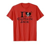 Disney Pirates of the Caribbean I Heart Captain Jack T-Shirt, Herren, Rot, XXL