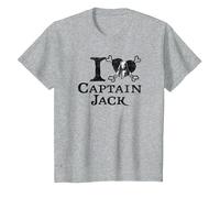 Disney Pirates of the Caribbean I Heart Captain Jack T-Shirt, Kinder, Grau Meliert, 116