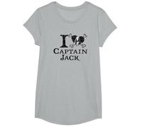 Disney Pirates of the Caribbean I Heart Captain Jack T-Shirt, Mädchen, Grau Meliert, XS