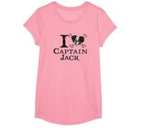 Disney Pirates of the Caribbean I Heart Captain Jack T-Shirt, Mädchen, Rosa, XS