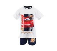 Disney Pixar Cars Jungen T-Shirt und Shorts, 2-Teiliges Pyjama Set für Jungen, Lightning McQueen Design, Größe 6 Jahre | Weiß