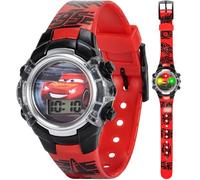 Disney Pixar Cars Kinderuhr - Blinkende Zifferblatt-Lichter, LCD-Display, verstellbares Kunststoffarmband - perfekt für Jungen und Mädchen, Rot/Ausflug, einfarbig (Getaway Solids), Autos